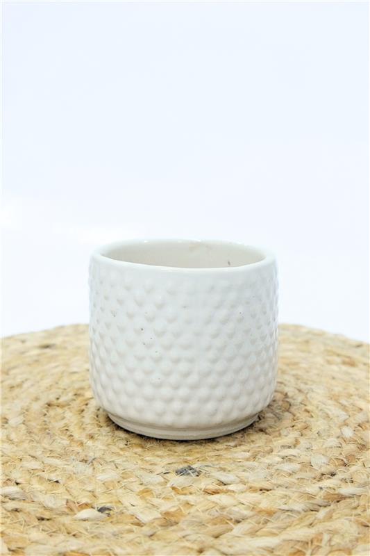 Glossy White Dotted Ceramic Small Planter