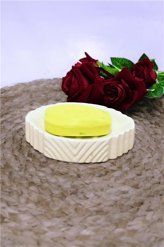 High-End Glossy Ceramic White Soap Dish Tray