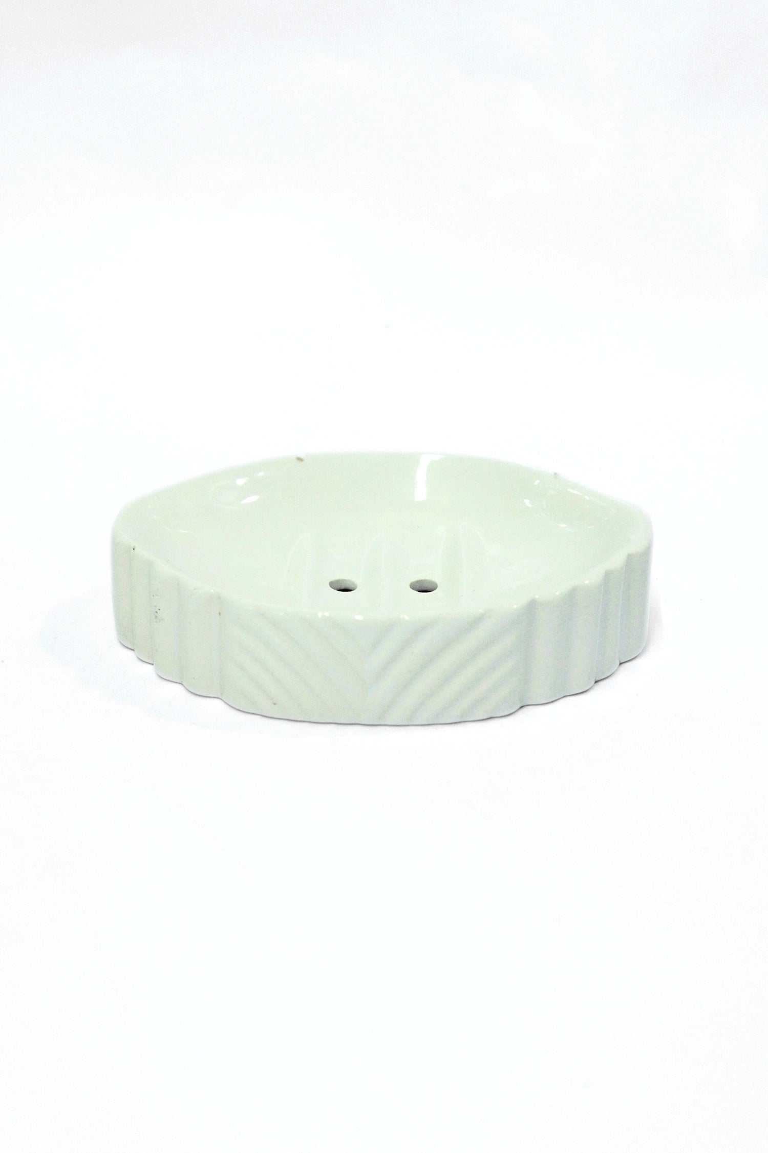 High-End Glossy Ceramic White Soap Dish Tray