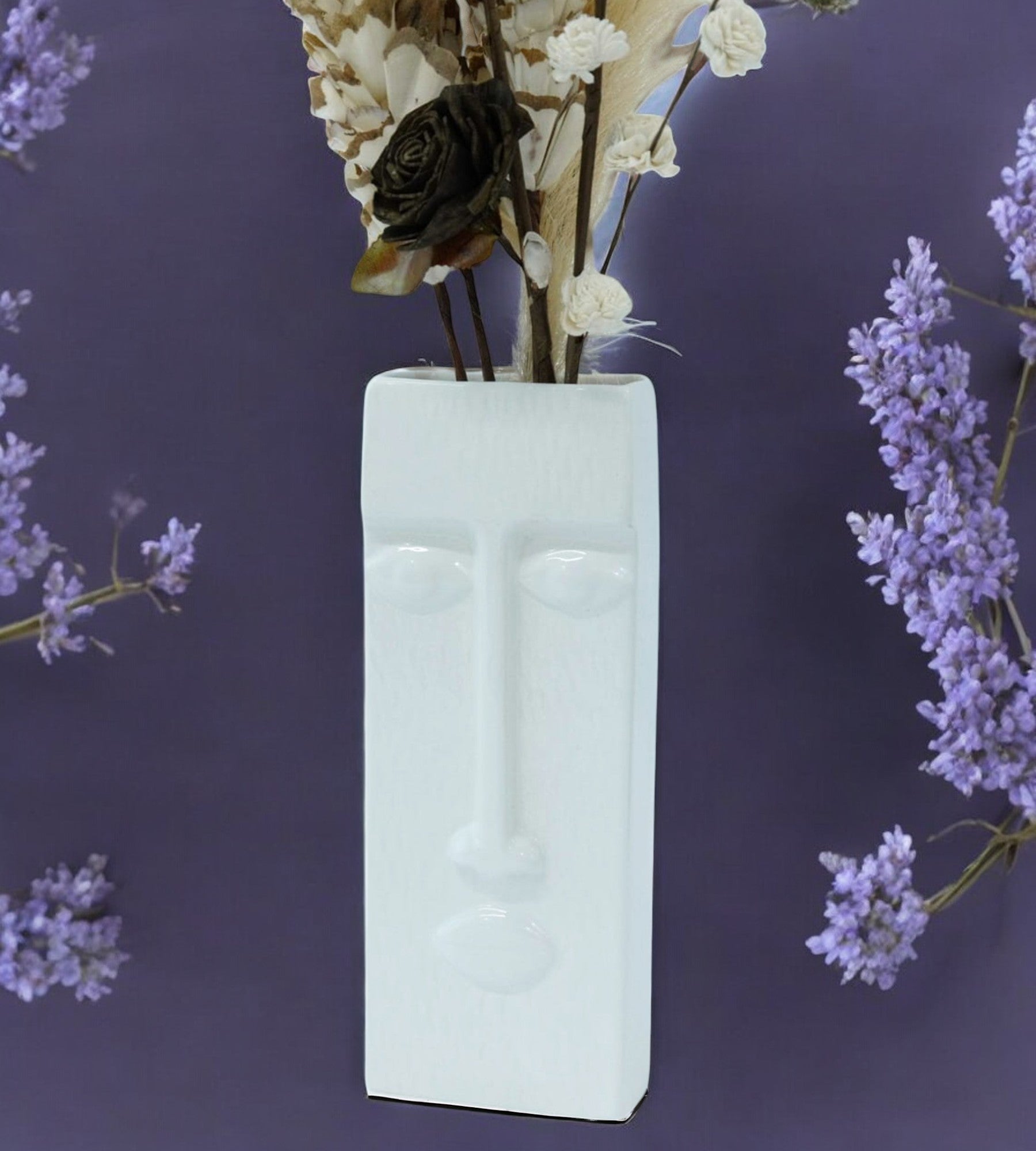 White Ceramic Face shape Vase for Home Décor