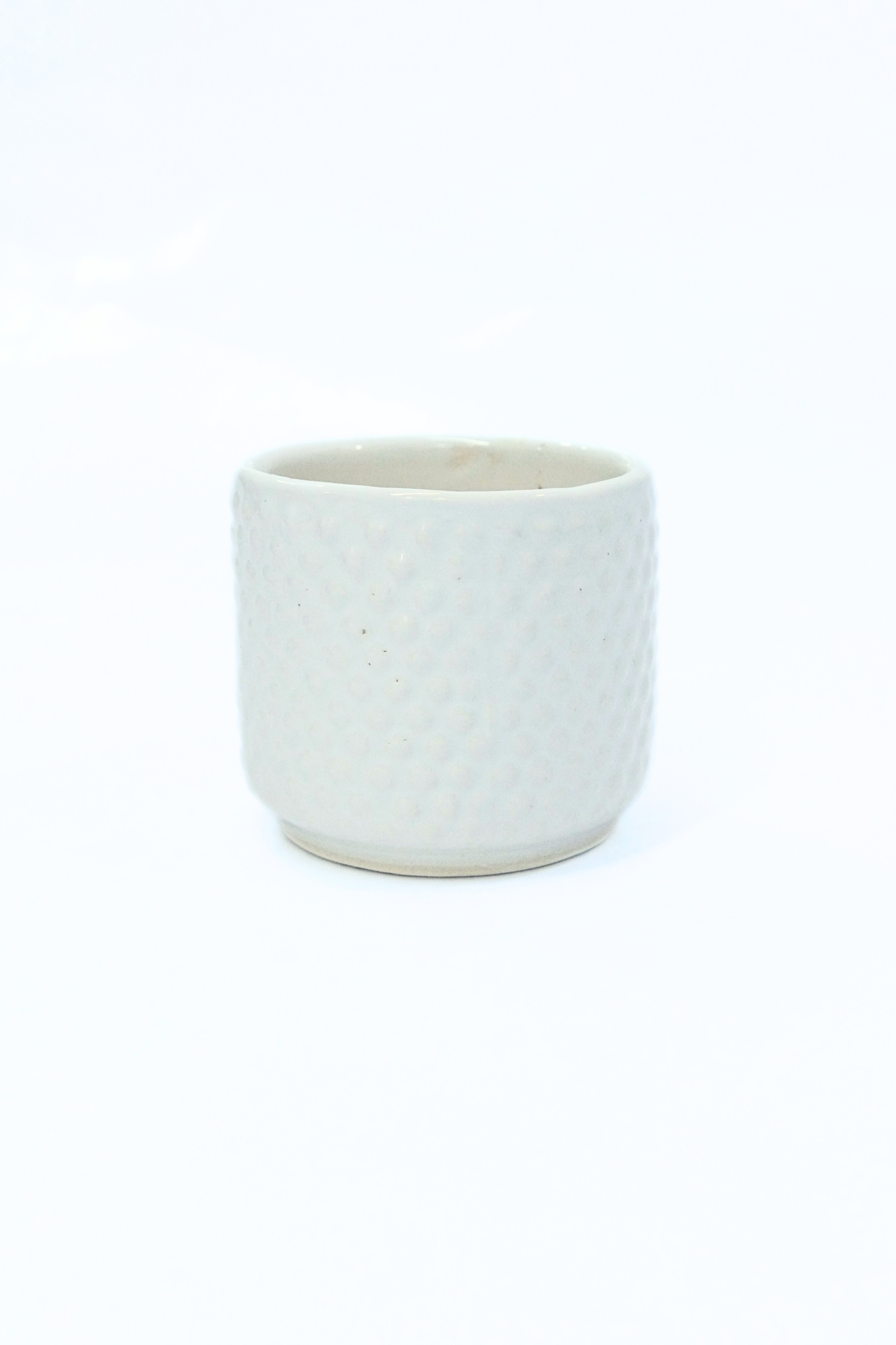 Glossy White Dotted Ceramic Small Planter