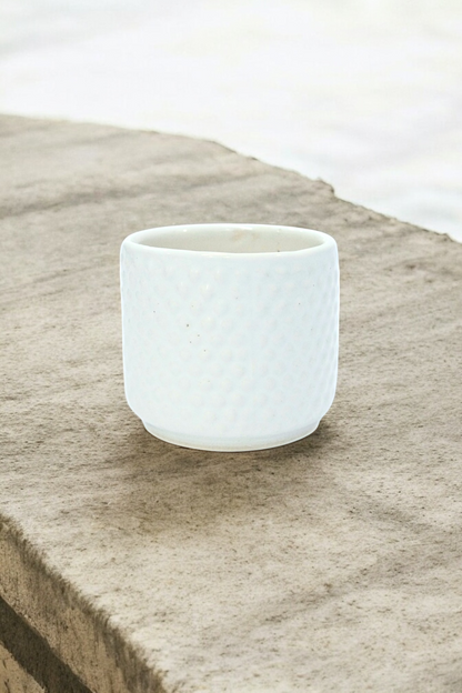 Glossy White Dotted Ceramic Small Planter