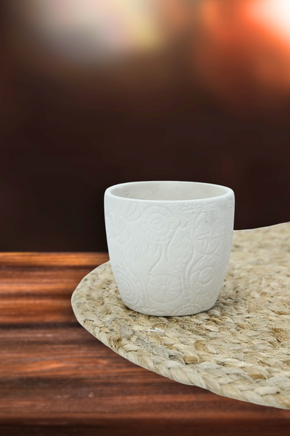 White Ceramic Pot – Unique Intricate Design for Your Home