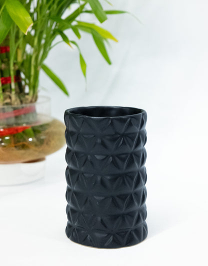 Ceramic Black Textured Multipurpose Brush Holder