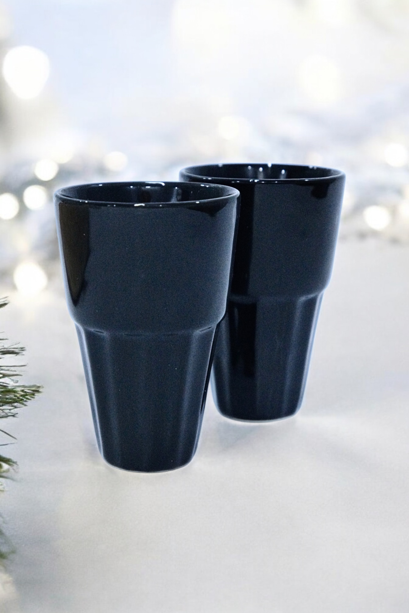 Premium Ceramic Black Glass - Pack Of 2