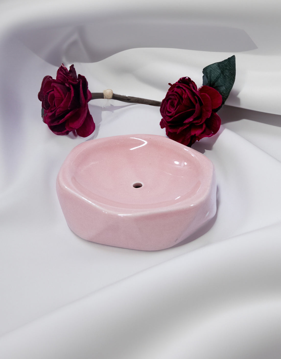 Elegant Ceramic Pink Soap Dish Tray