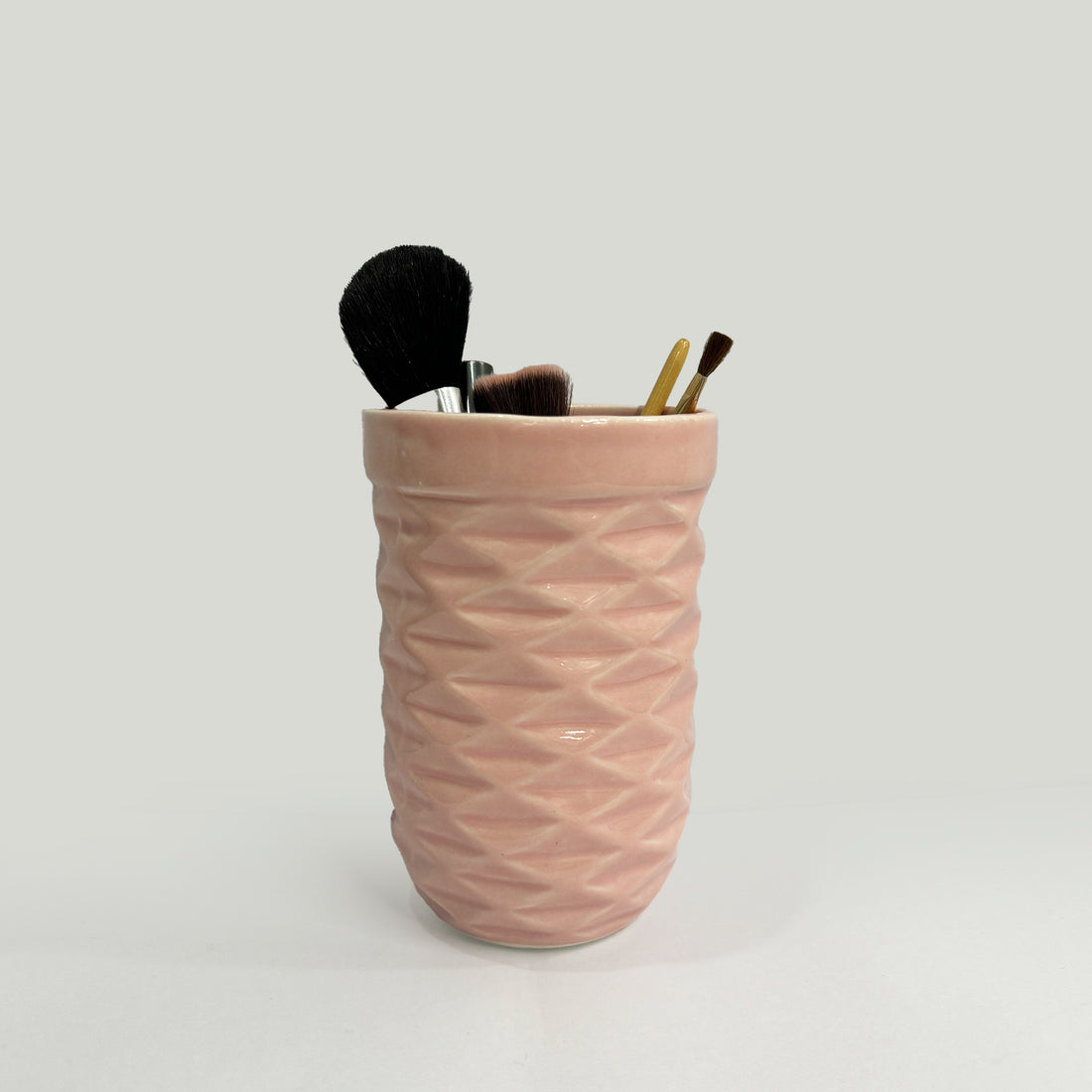 Ceramic Pink Round Shape Multipurpose Toothbrush Holder Stand