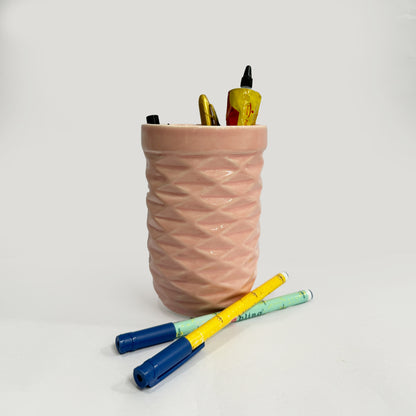 Ceramic Pink Round Shape Multipurpose Toothbrush Holder Stand