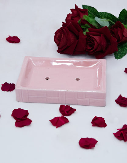 Classic Pink Ceramic Soap Dish Tray