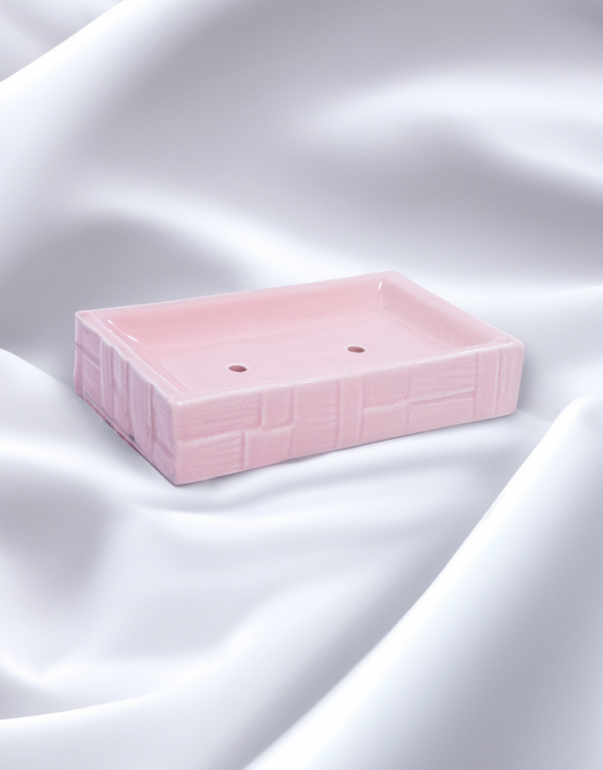 Classic Pink Ceramic Soap Dish Tray