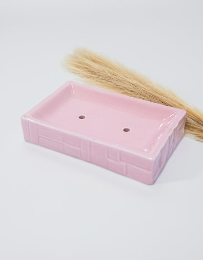 Classic Pink Ceramic Soap Dish Tray