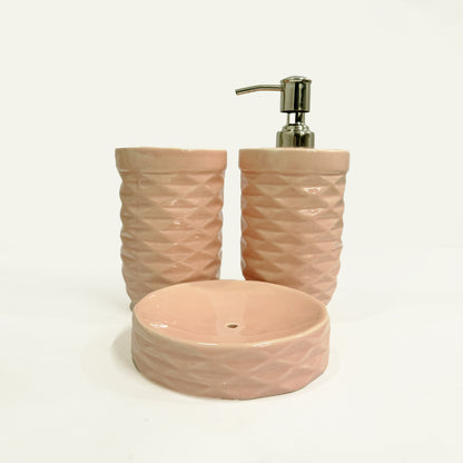 Modern Pink Ceramic Bath Set of 3