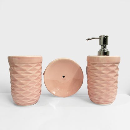 Modern Pink Ceramic Bath Set of 3