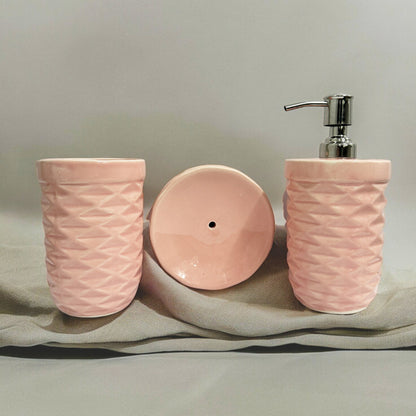 Modern Pink Ceramic Bath Set of 3