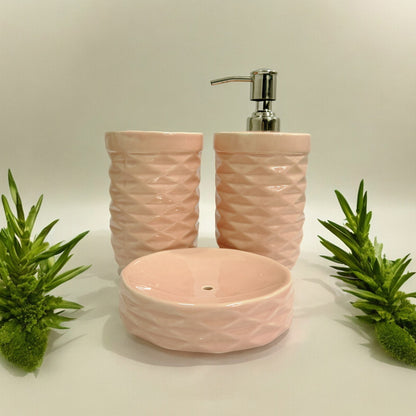 Modern Pink Ceramic Bath Set of 3