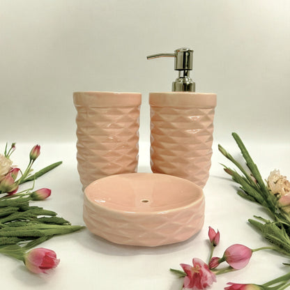 Modern Pink Ceramic Bath Set of 3