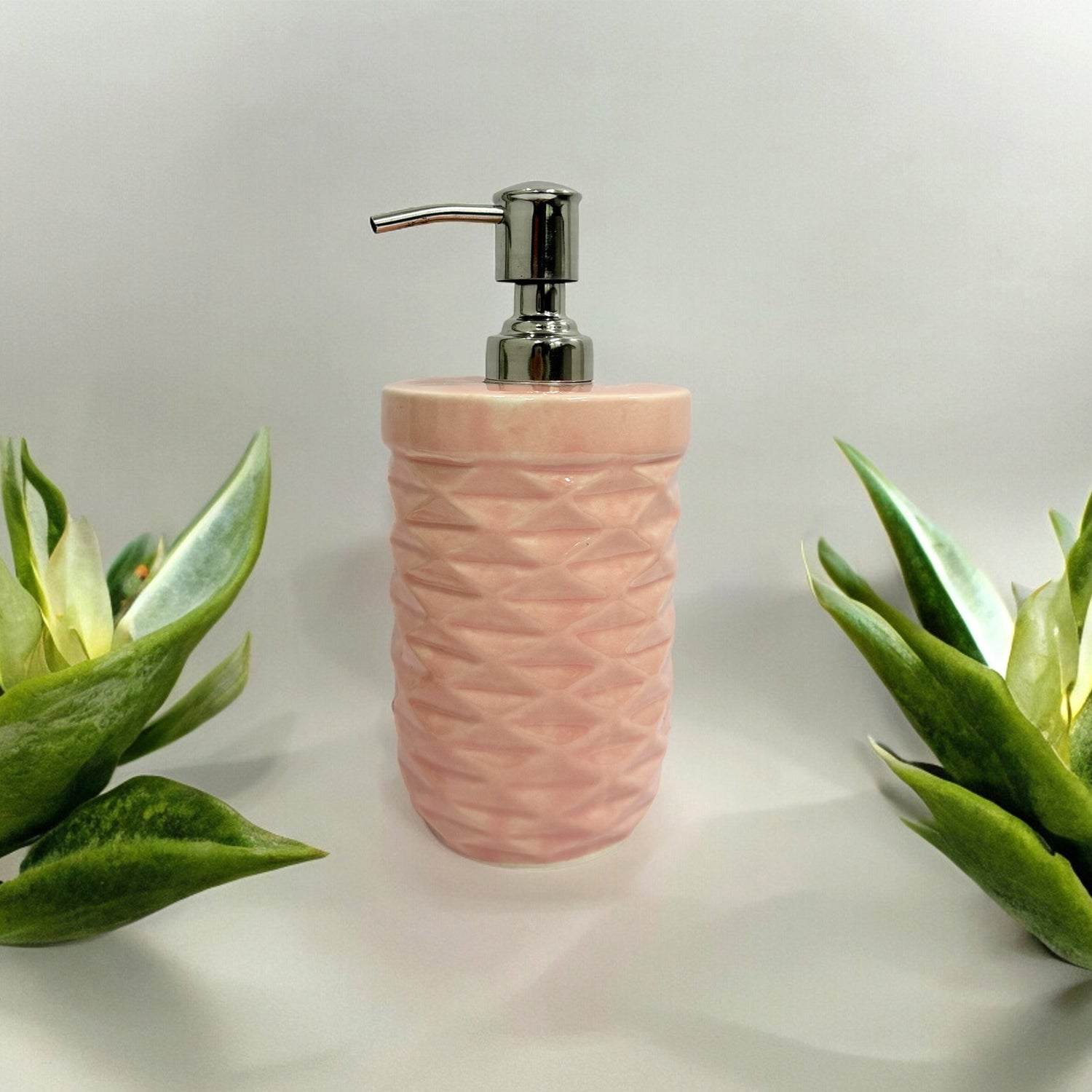 Refillable Ceramic Pink Hand Soap Dispenser with Pump