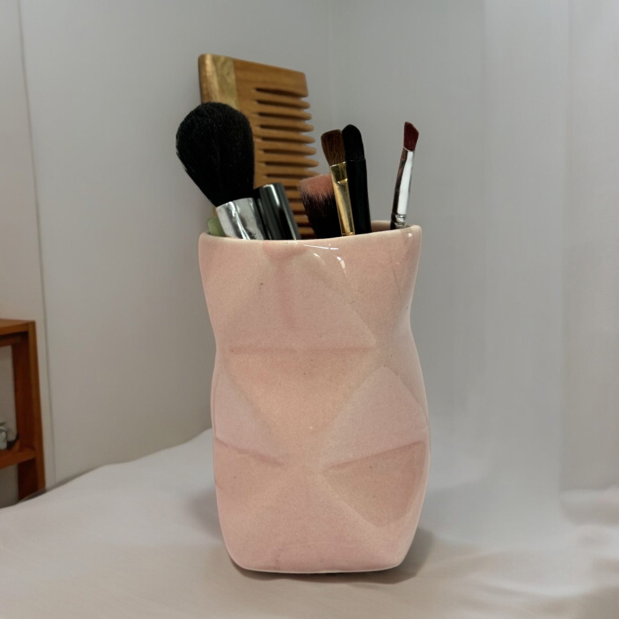 Ceramic Light Pink Toothbrush Holder Stand