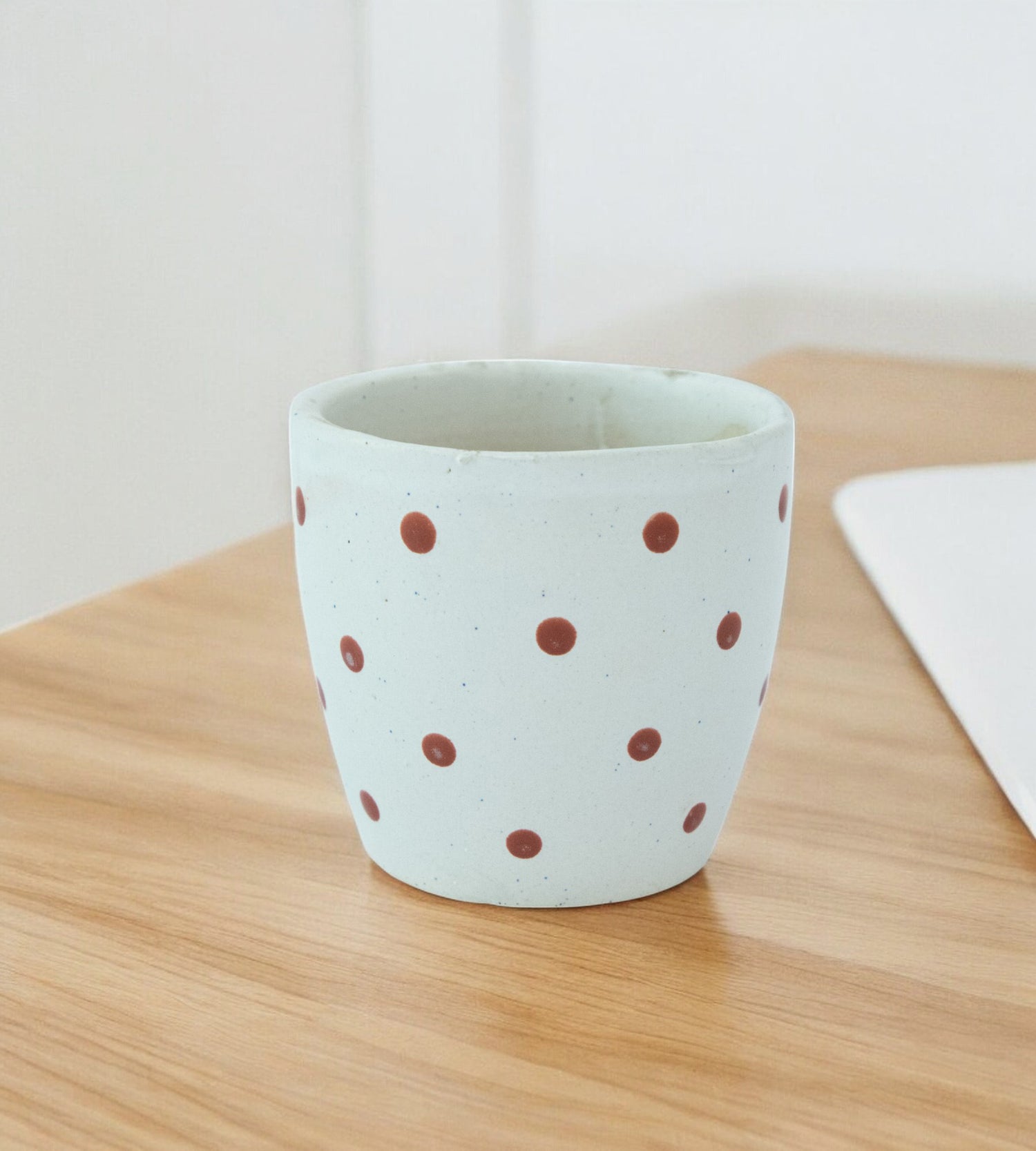 White Brown Dotted Ceramic Small Planter