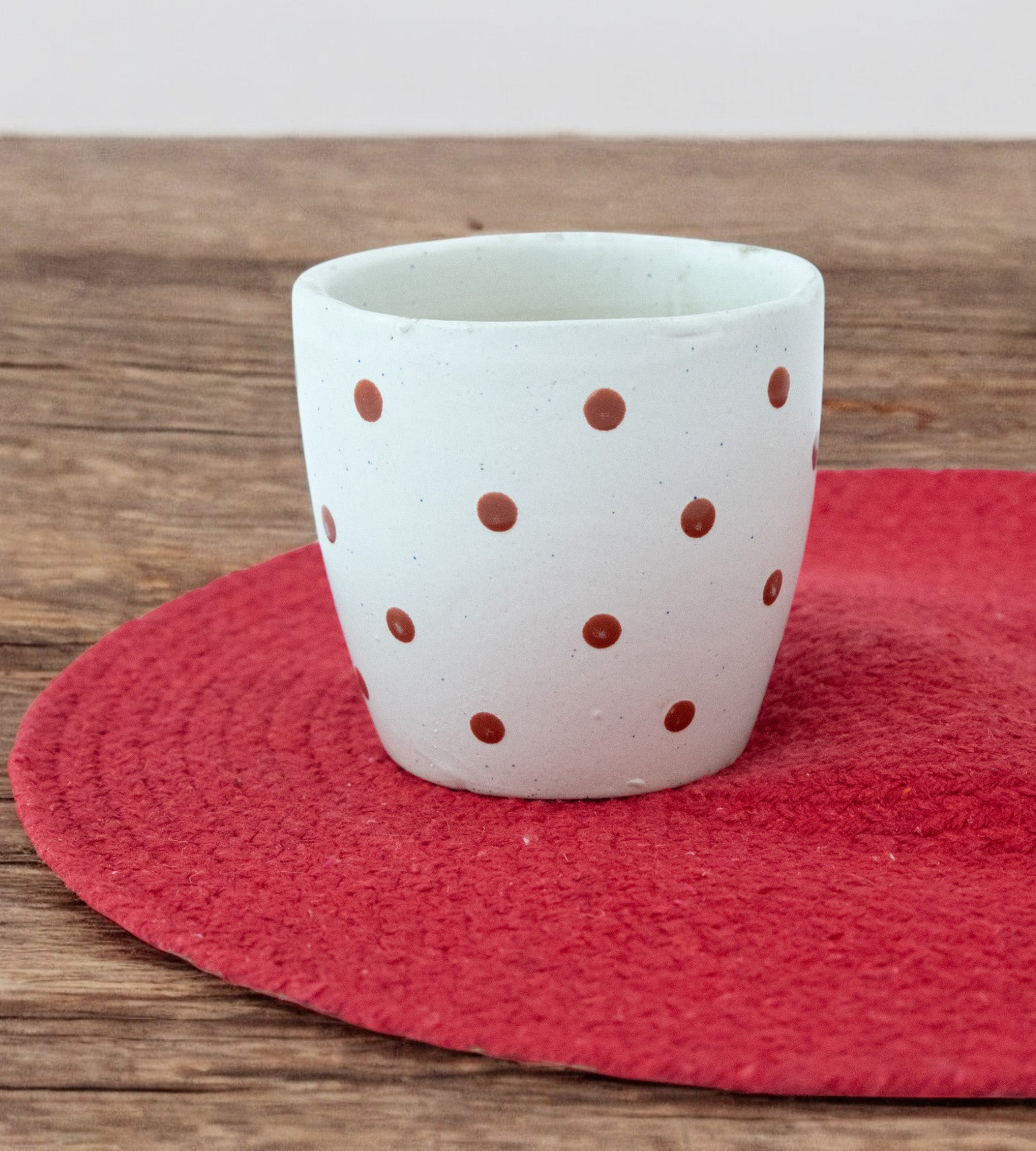 White Brown Dotted Ceramic Small Planter