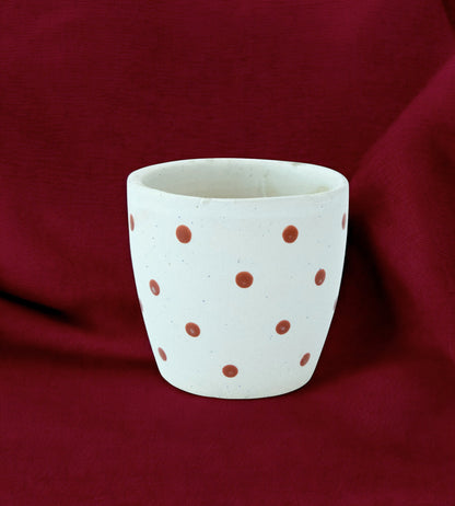 White Brown Dotted Ceramic Small Planter