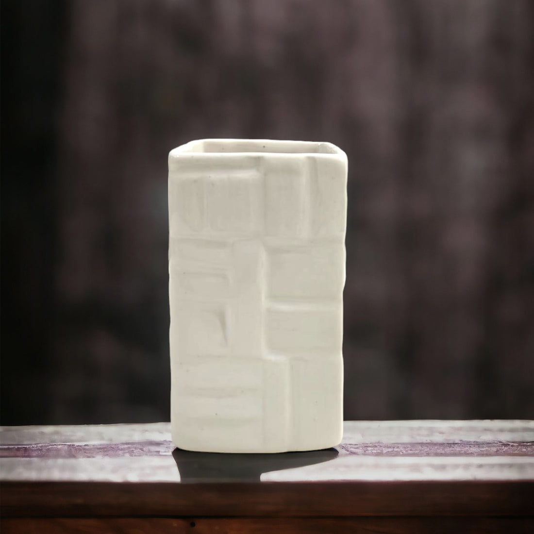 Ceramic White Square Shape Multipurpose Toothbrush Holder Stand