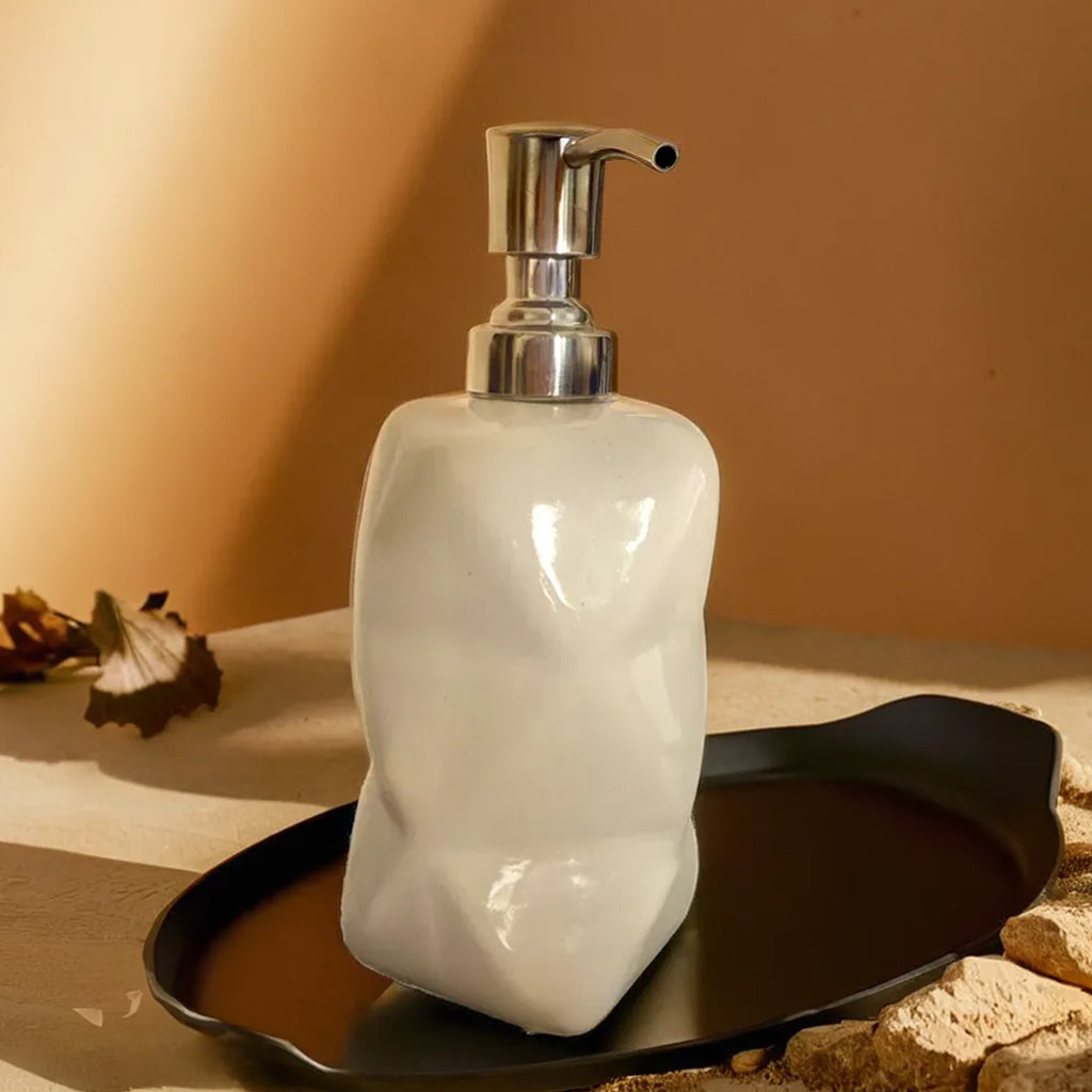 Refillable Ceramic White Hand Soap Dispenser with Pump