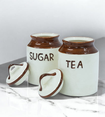 Ceramic Tea &amp; Sugar containers - Pack of 2