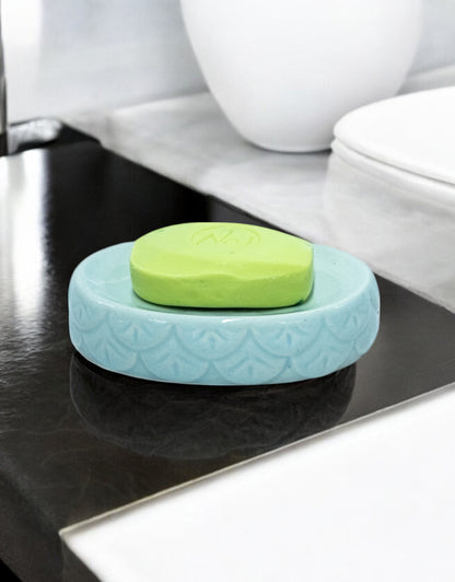 Elegant Ceramic Blue Soap Dish Tray