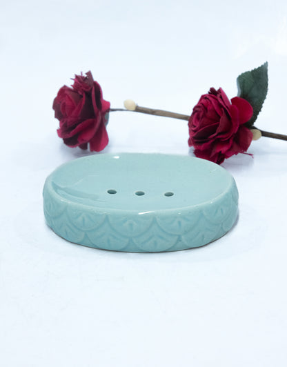 Elegant Ceramic Blue Soap Dish Tray