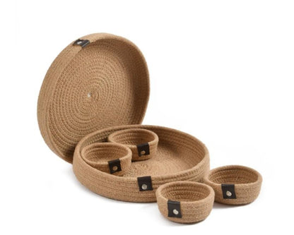 BeigeSphere Set - Circular Storage with Rope Compartments