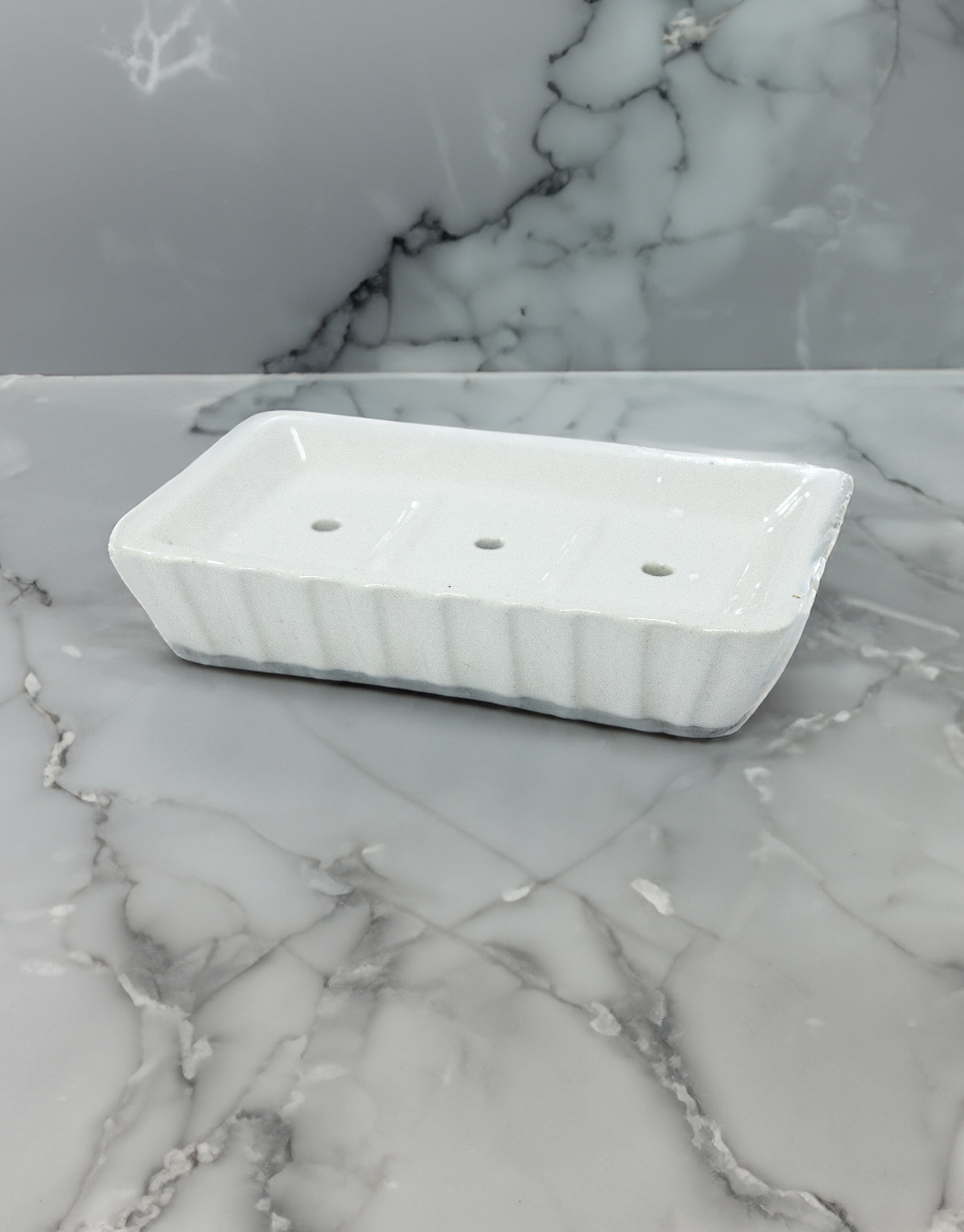 Timeless Glossy Ceramic White Soap Dish Tray