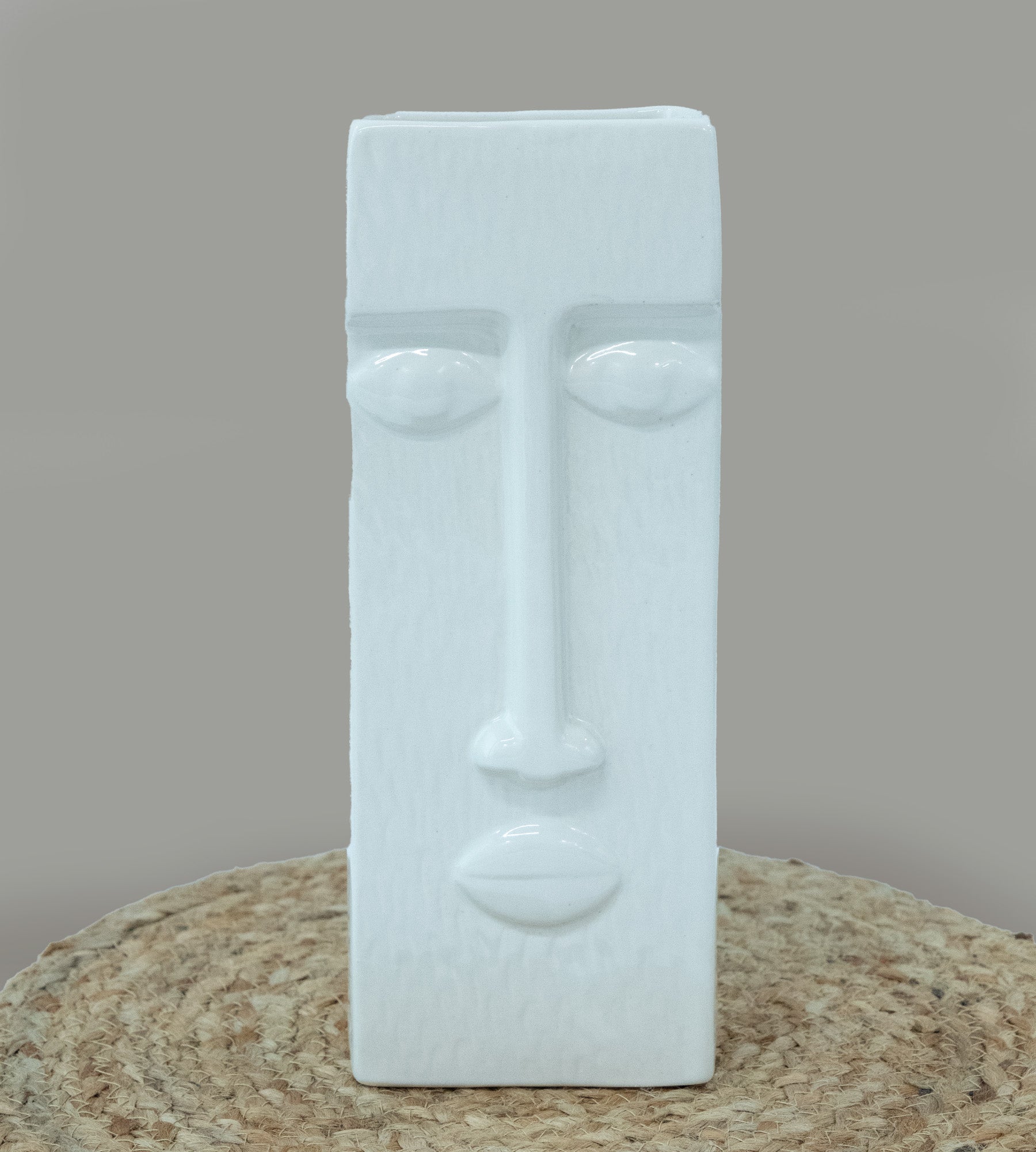 White Ceramic Face shape Vase for Home Décor