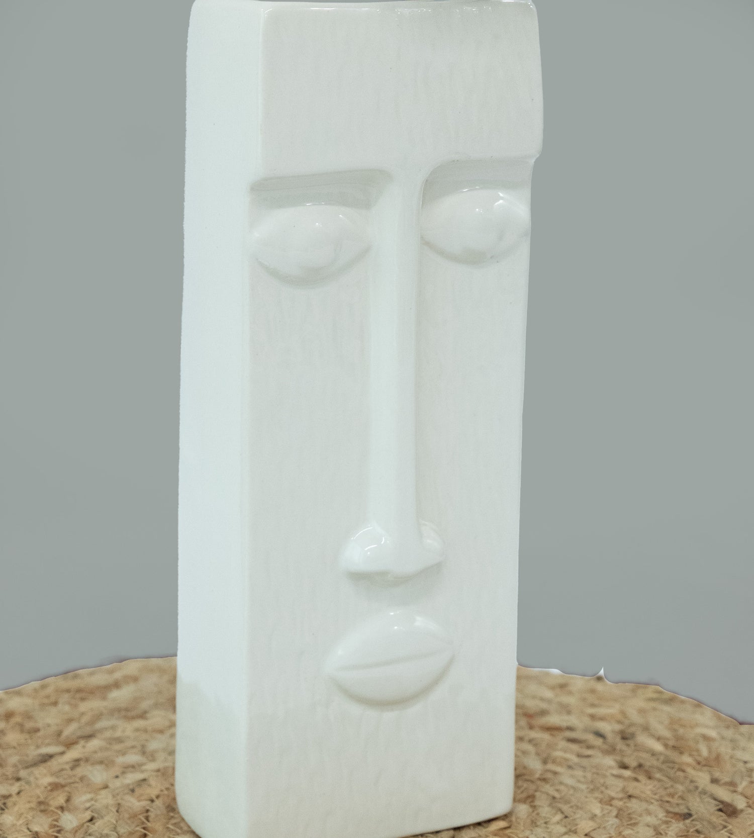 White Ceramic Face shape Vase for Home Décor