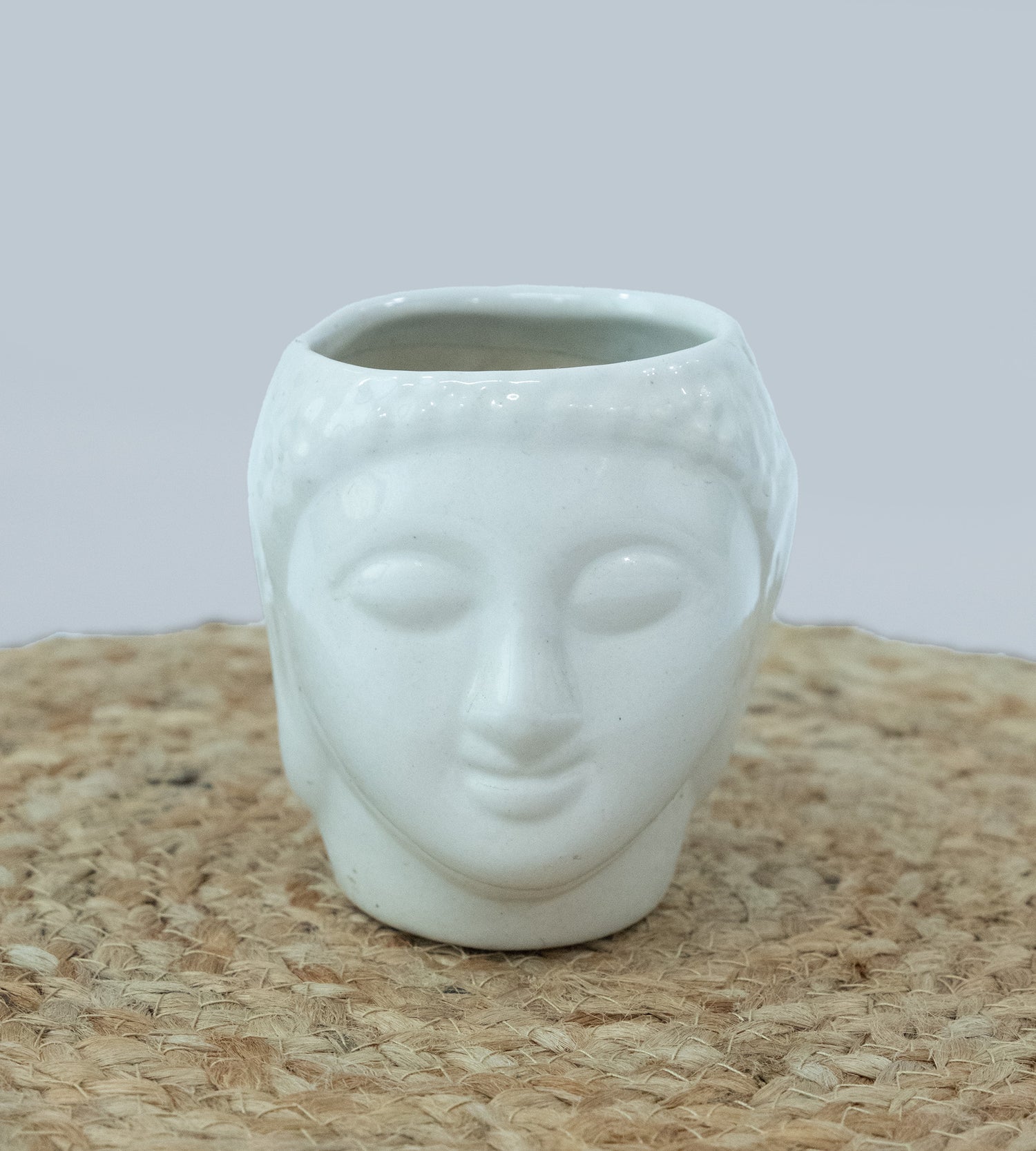 Ceramic White Gautam Buddha Flower Pot