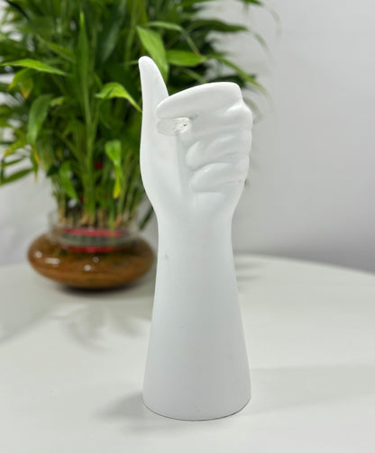 Unique Hand Shape Ceramic White Vase