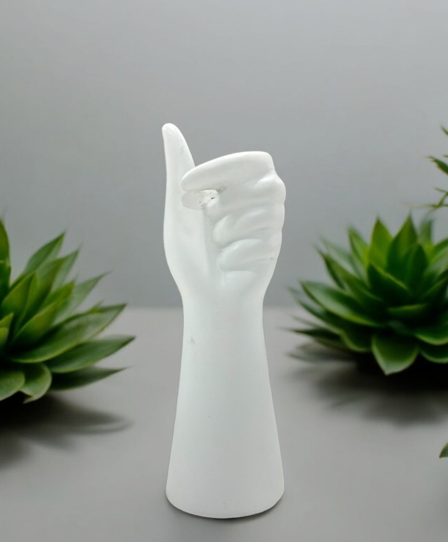 Unique Hand Shape Ceramic White Vase