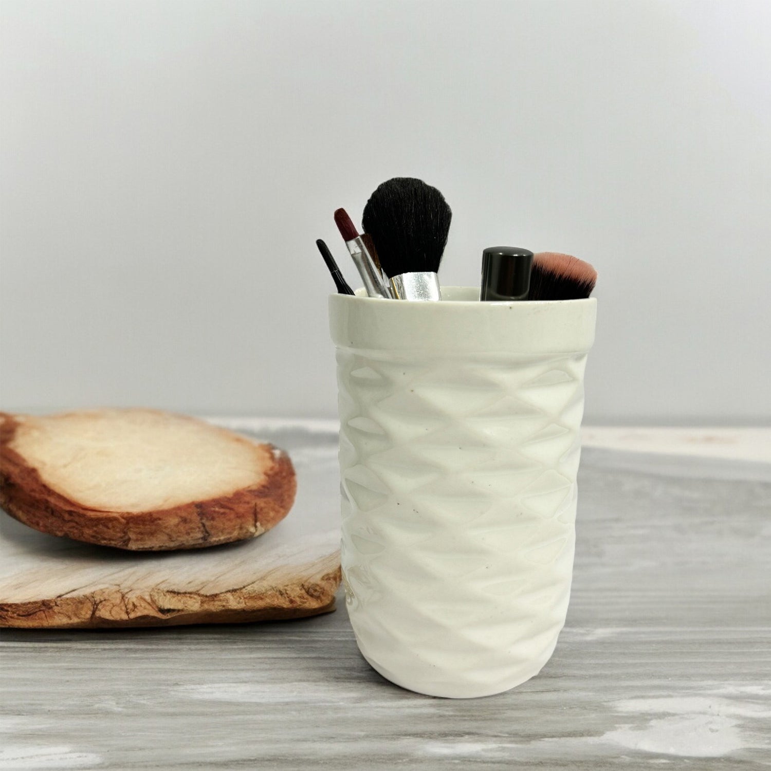 Ceramic White Round Shape Multipurpose Holder Stand