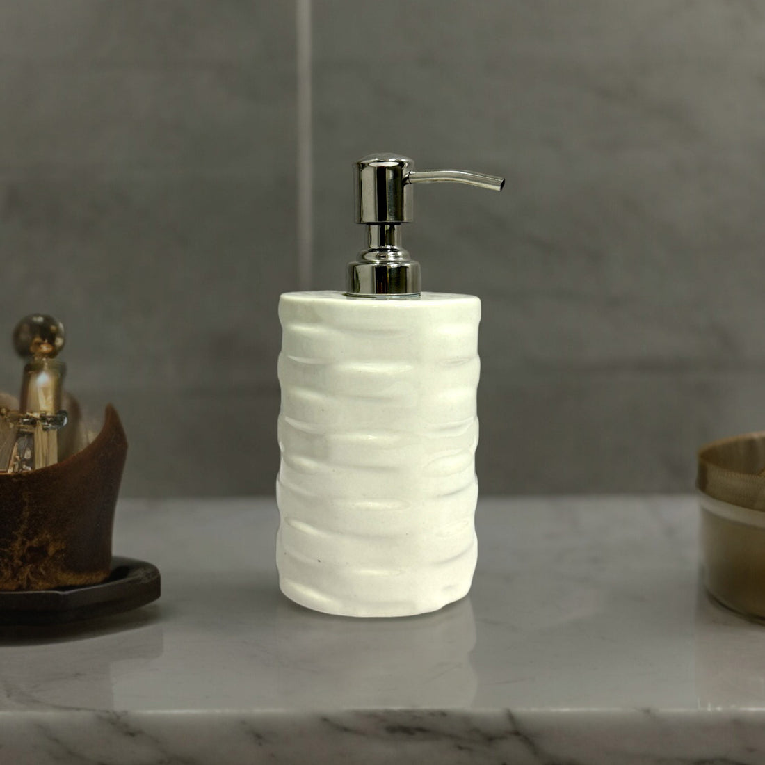 Refillable Ceramic White Hand Soap Dispenser with Pump