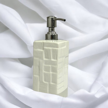 Refillable Square Shape Ceramic White Hand Soap Dispenser with Pump