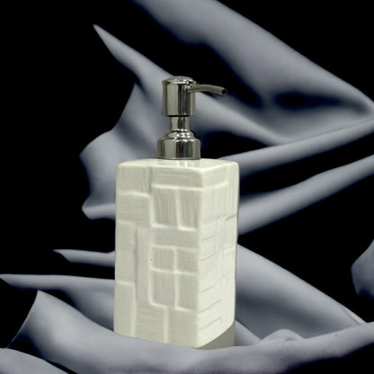 Refillable Square Shape Ceramic White Hand Soap Dispenser with Pump