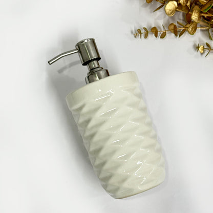 Refillable Ceramic Round Shape White Hand Soap Dispenser with Pump