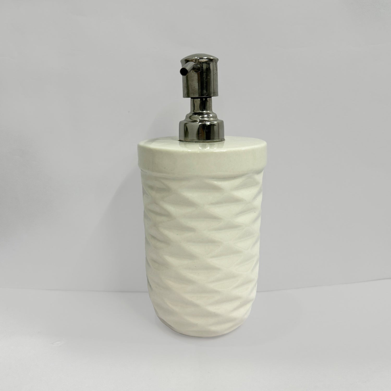 Refillable Ceramic Round Shape White Hand Soap Dispenser with Pump