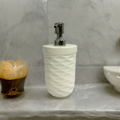 Refillable Ceramic Round Shape White Hand Soap Dispenser with Pump