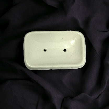 Elegant Ceramic Rectangular White Soap Dish Tray