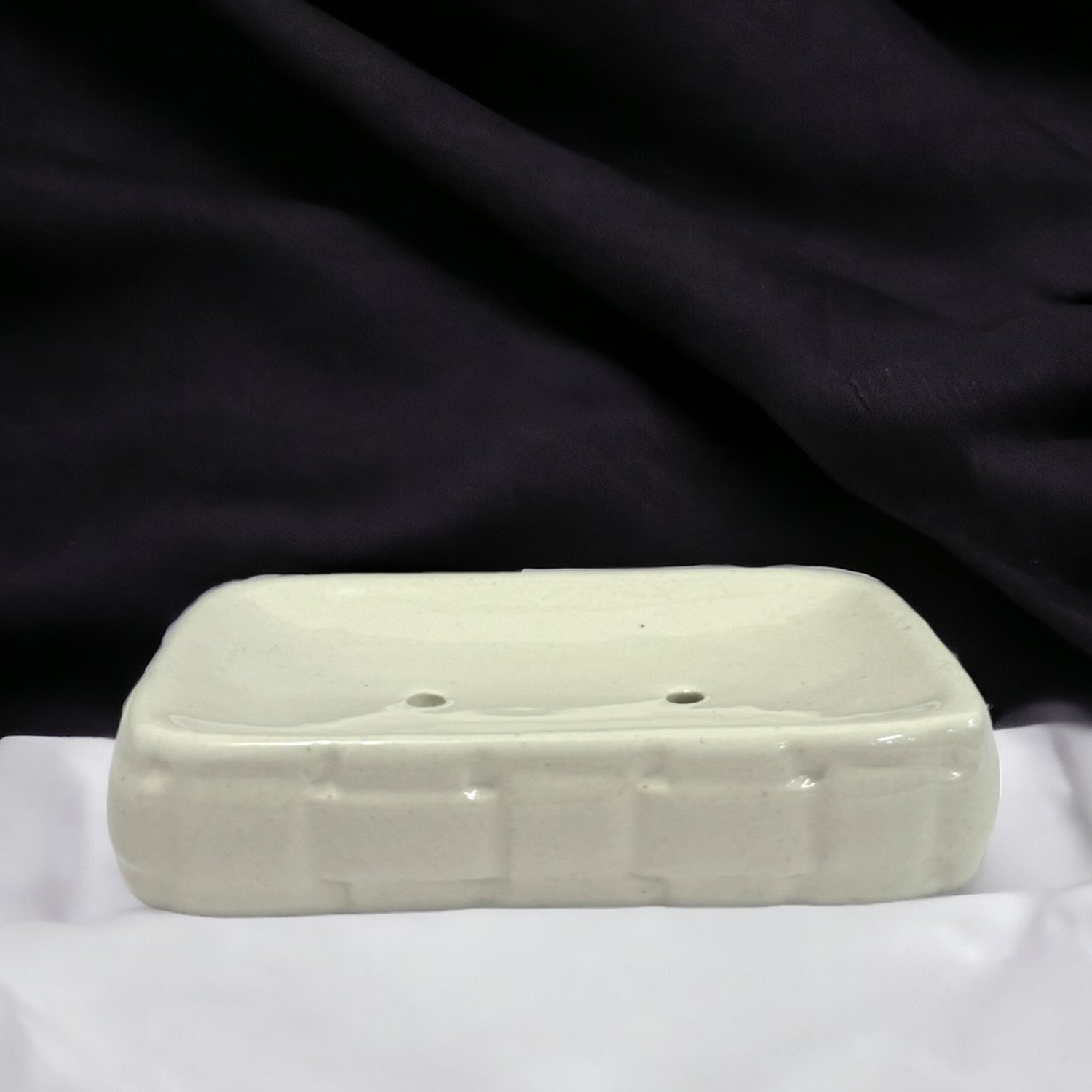 Elegant Ceramic Rectangular White Soap Dish Tray