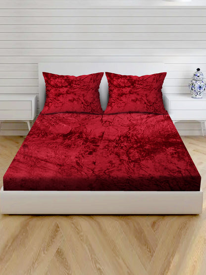 Velvet Warm Winter Solid Flannel Elastic Fitted Bedsheet ~by Shoogloo