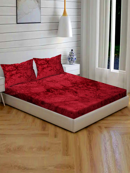 Velvet Warm Winter Solid Flannel Elastic Fitted Bedsheet ~by Shoogloo