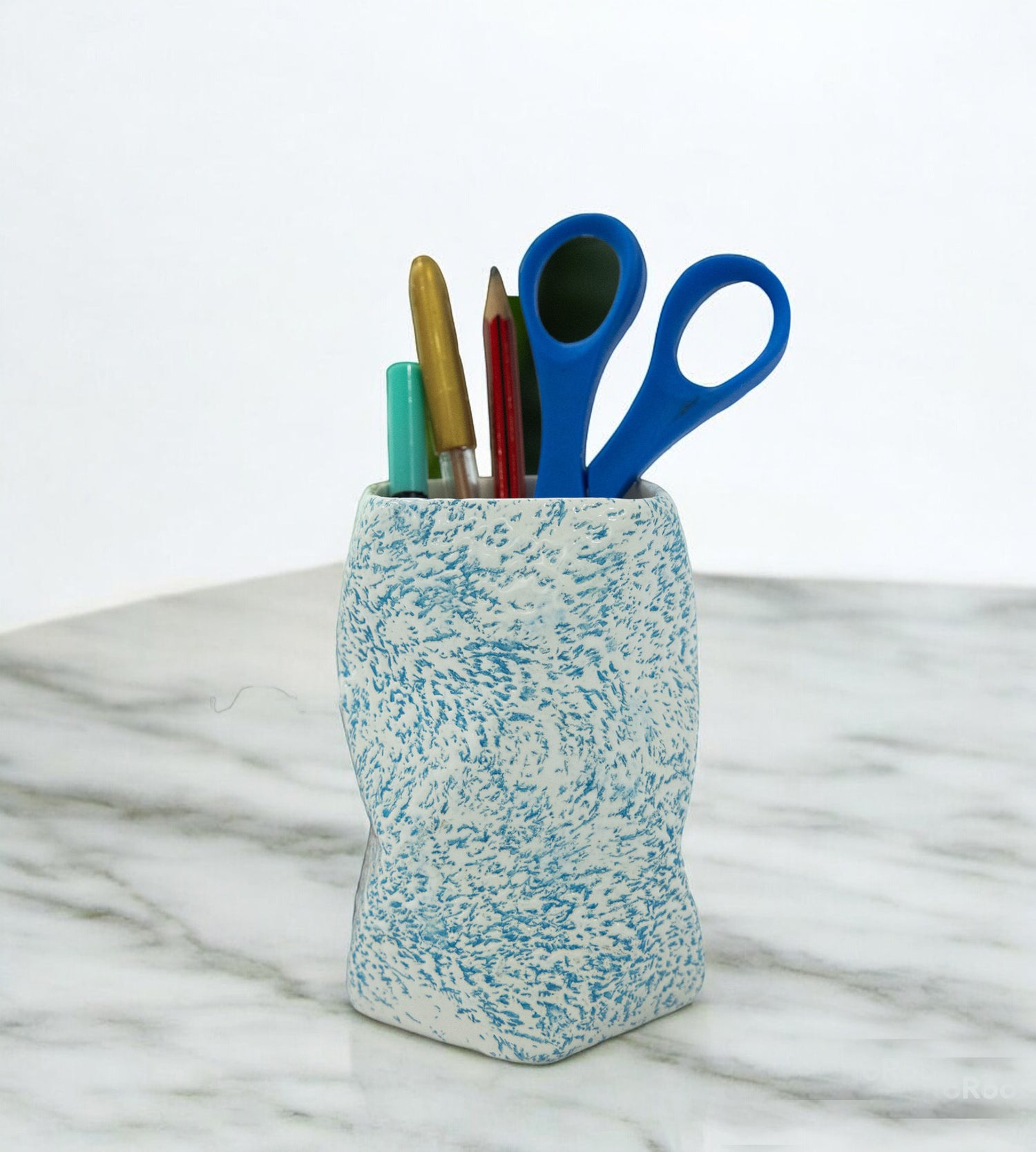 Elegant White &amp; Blue Ceramic Multipurpose Holder Stand