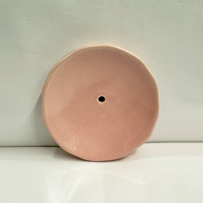 Ceramic Round Pink Soap Dish Tray